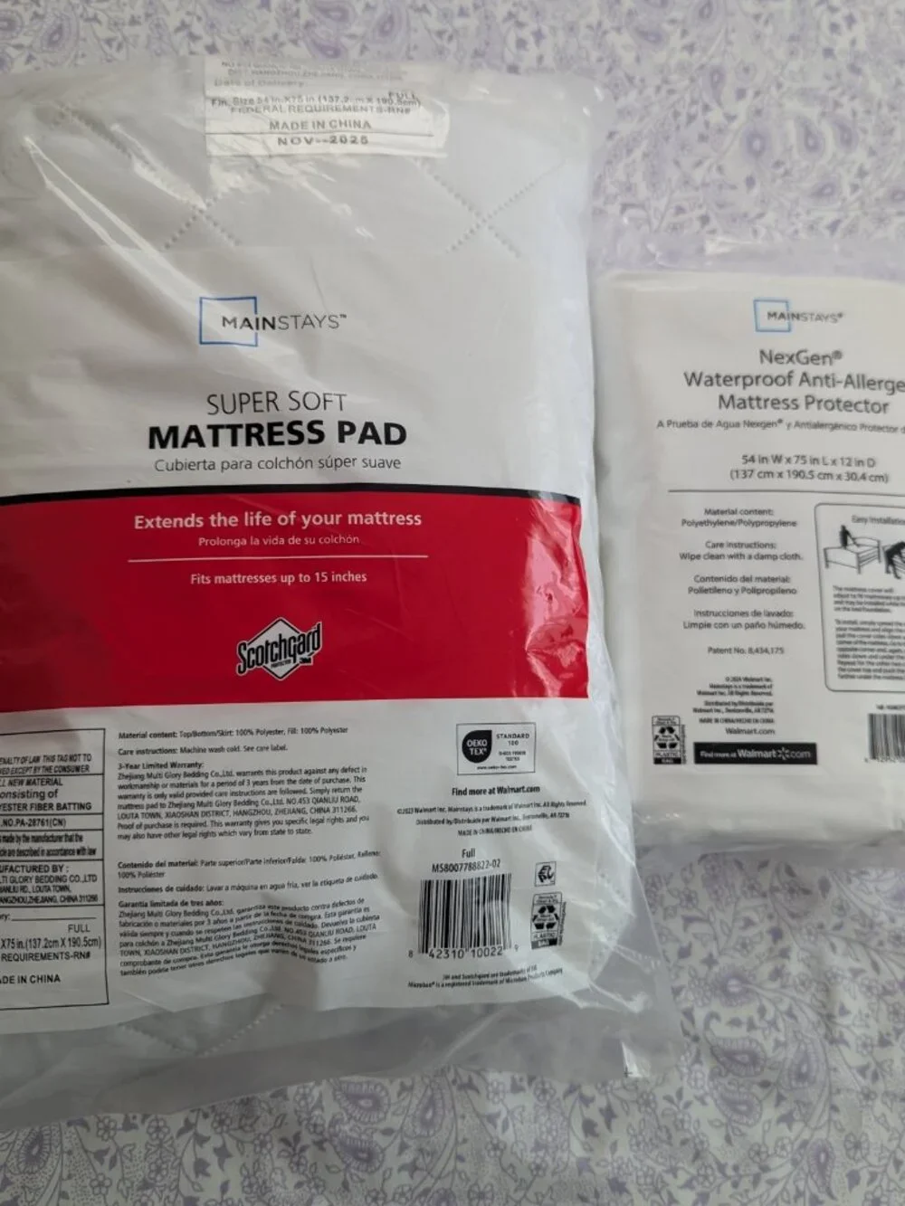Full size Mattress Pad and Waterproof/Anti-allergen mattress protector NEW
